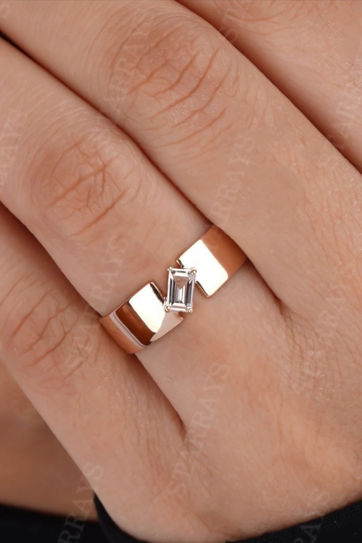 Emerald Cut Solitaire Ring for him