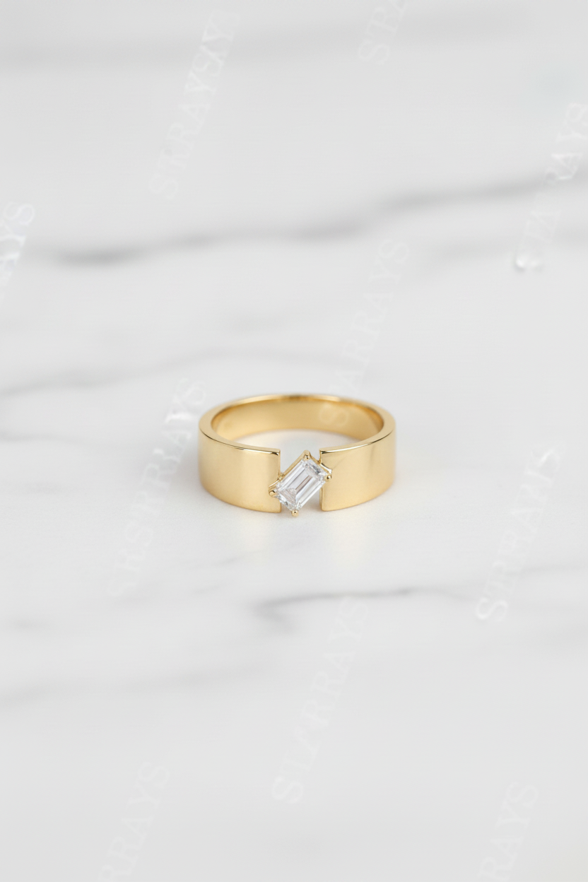 Emerald Cut Solitaire Ring for him