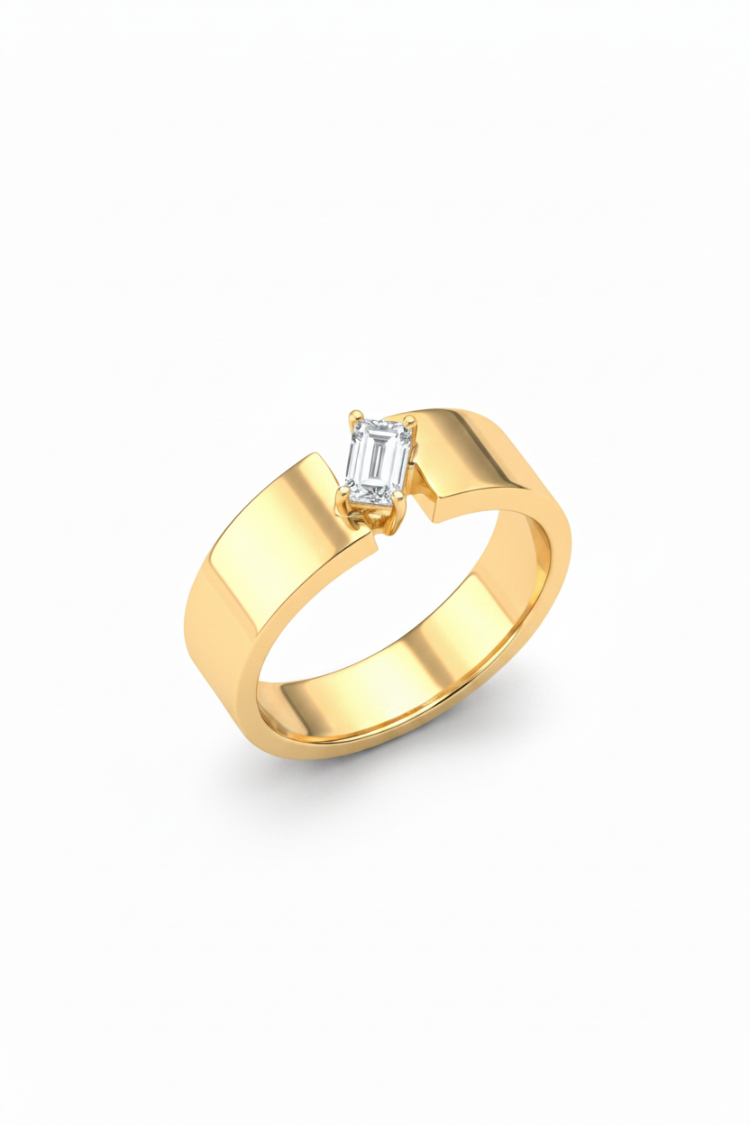 Emerald Cut Solitaire Ring for him