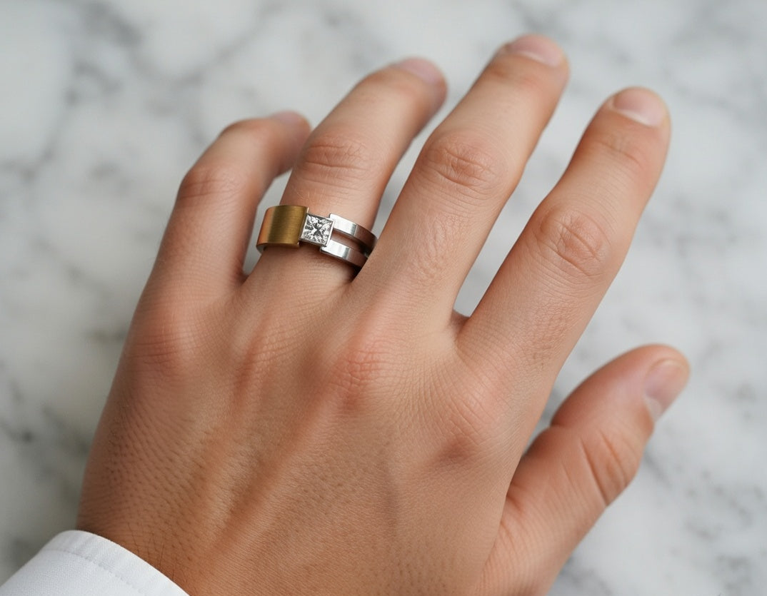 Dual shade ring for him