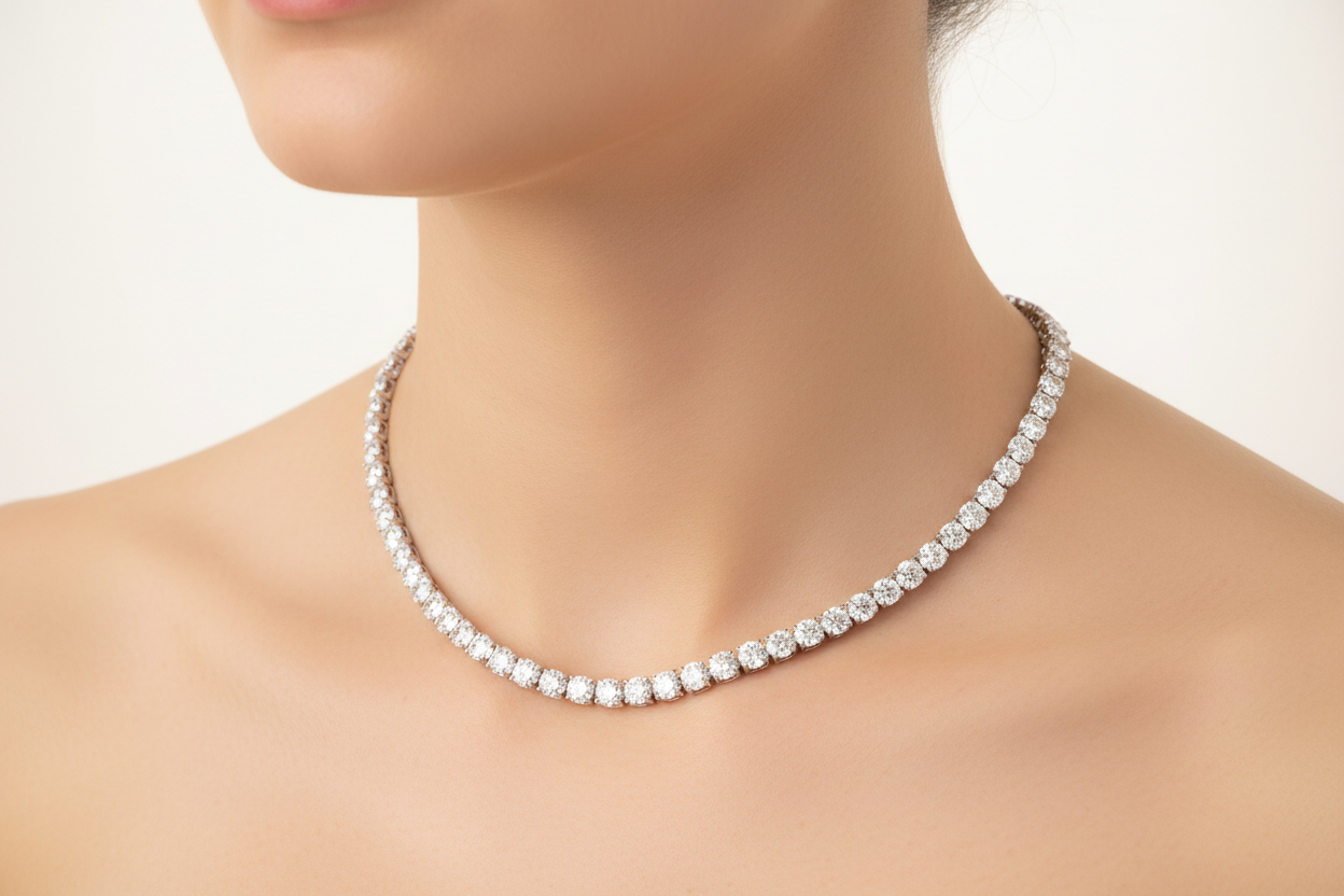 Line of light in Tennis Necklace